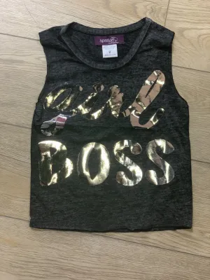 Sparkle By Stoopher Girl Boss Foiled Sleeveless Shirt