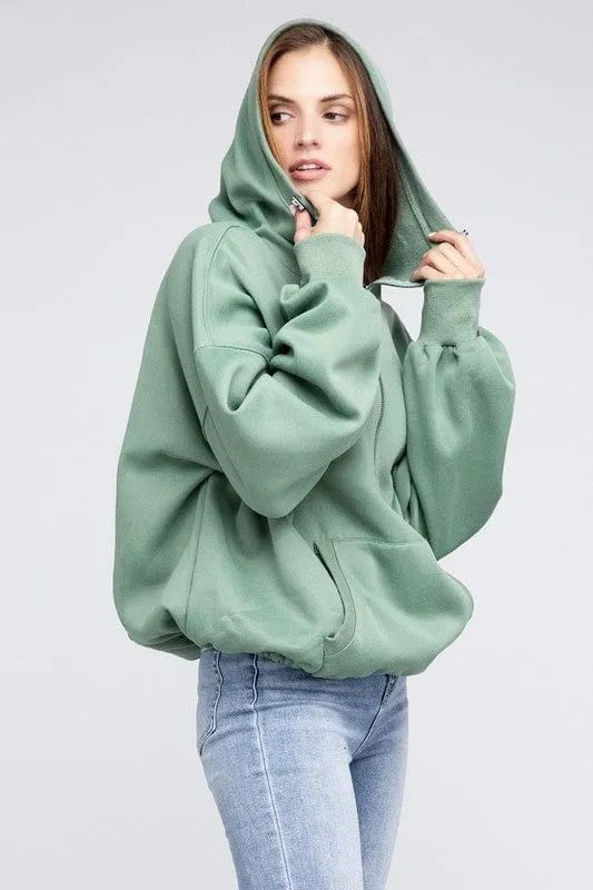 Stitch Detailed Elastic Hem Hoodie *Online Only*