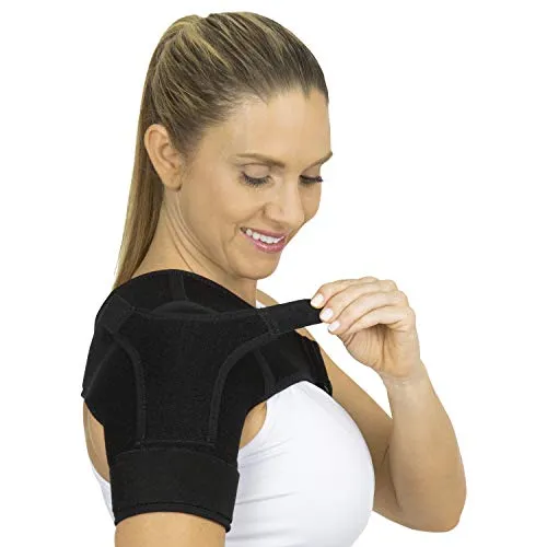 Vive Shoulder Stability Brace for Rotator Cuff Injuries, Arthritis, Sprain, Dislocation, PT, and AC Joint Pain Relief (Black)